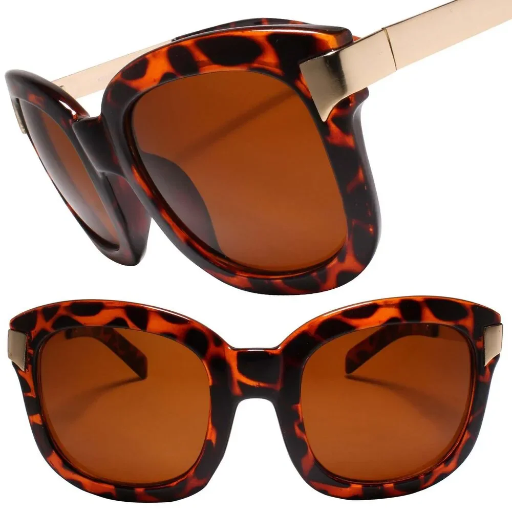 80s 90s Retro  Look Bold Square Punk Rock Hip Hop Tortoise Sunglasses